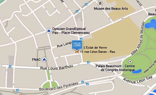 Carte de Situation du nouvel Eclat de Verre de Pau