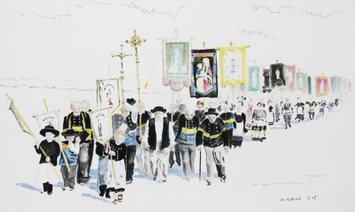 Tableau d'Henri Plaine, Aquarelle Ame de Bretagne