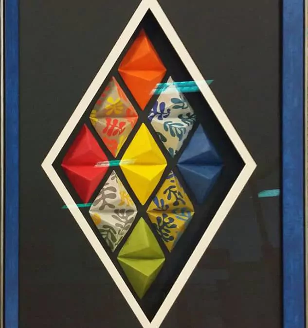 Tuto cadre diamant origami – Variation bleue