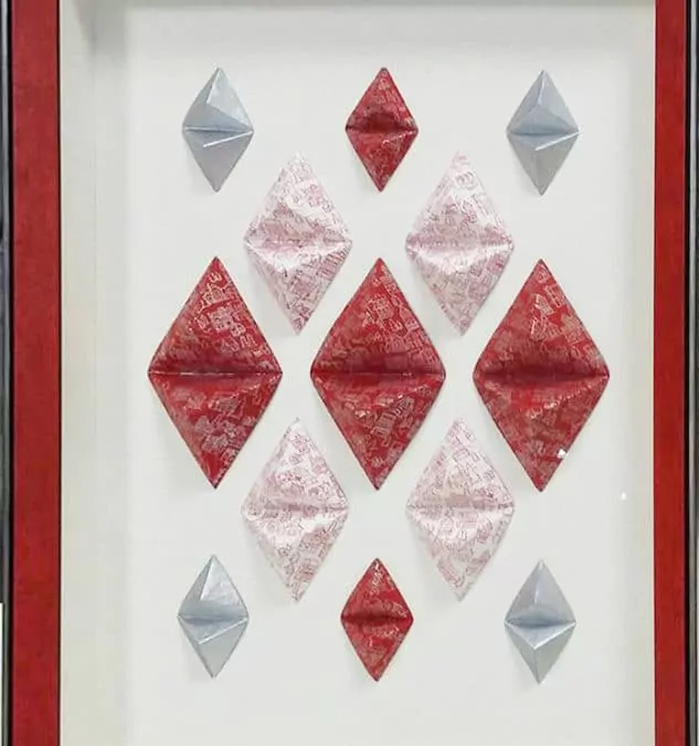 Tuto cadre diamant origami – Variation rouge et blanc