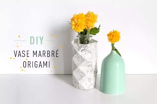 DIY Vase marbré origami